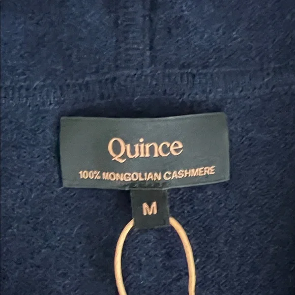 NWT Quince Mongolian Cashmere Full-Zip Hoodie True Navy Size M - Picture 3 of 15